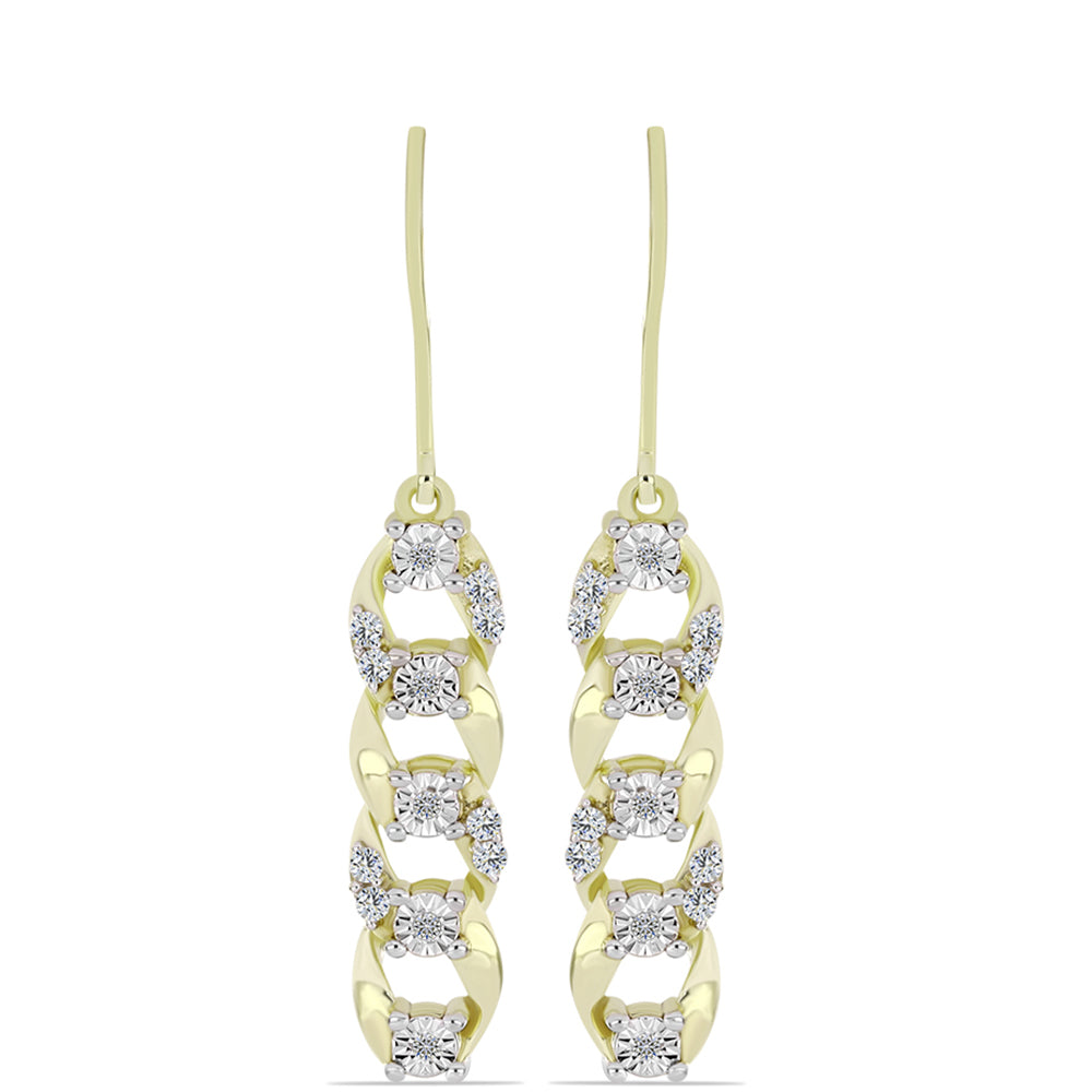 Pendientes de Plata Bañada en Oro con Diamante blanco y Topacio Blanco 5 