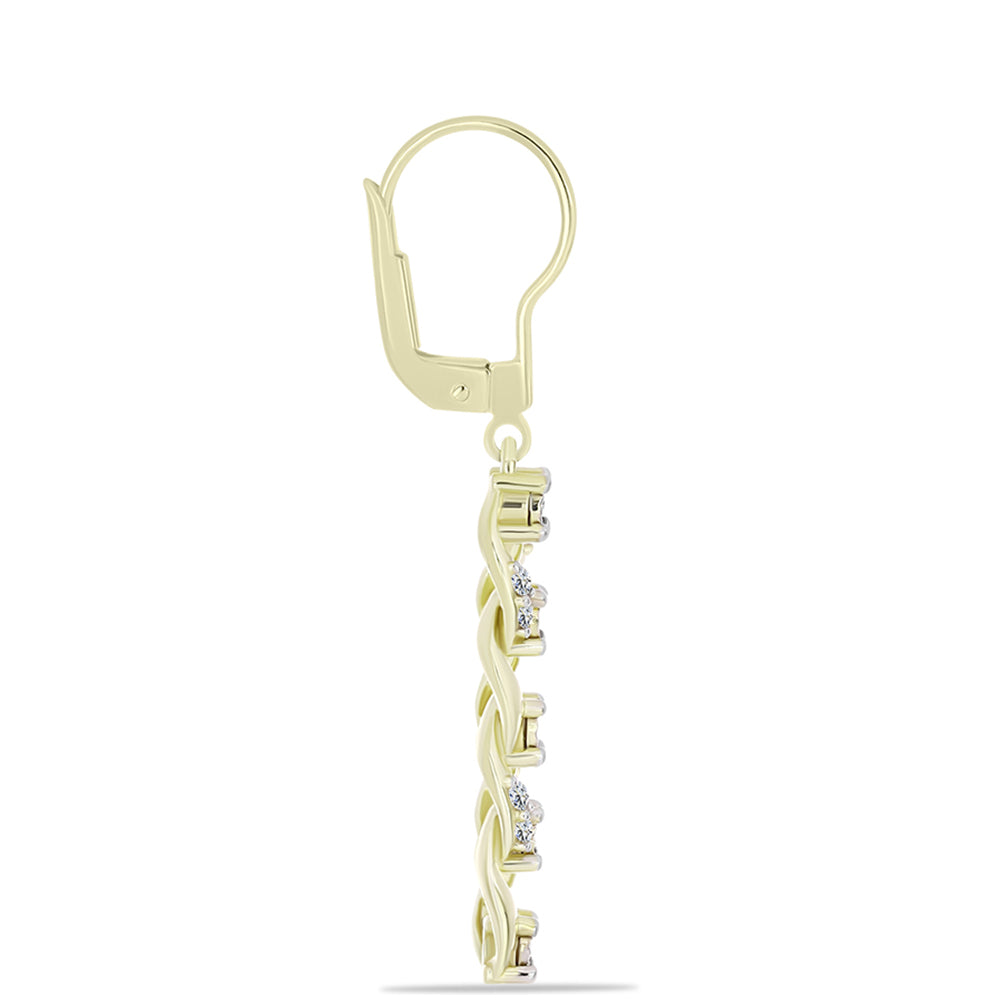 Pendientes de Plata Bañada en Oro con Diamante blanco y Topacio Blanco 2 