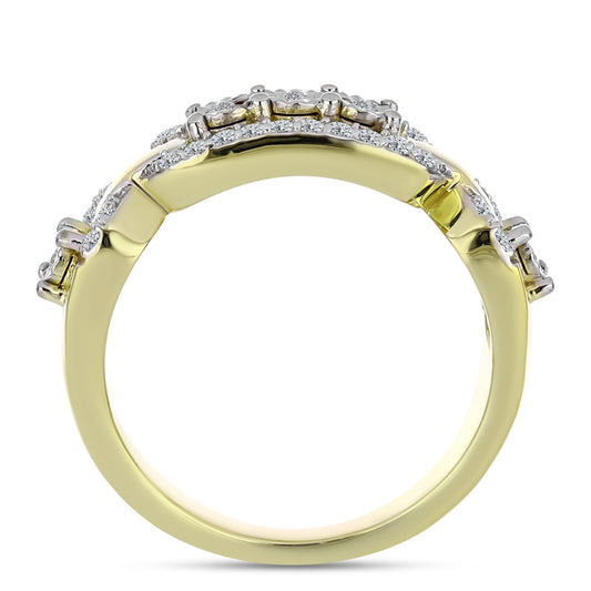 Anillo de Plata Bañada en Oro con Diamante blanco y Topacio Blanco