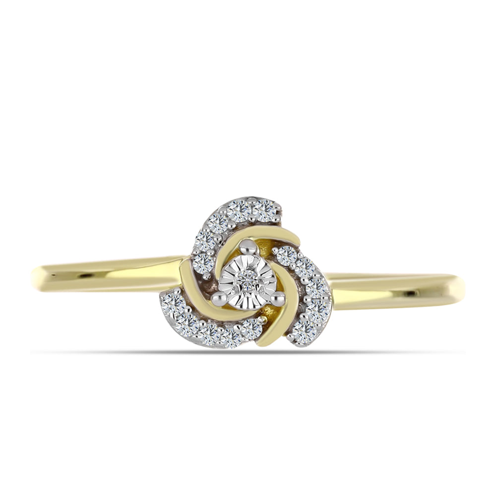 Anillo de Plata Bañada en Oro con Diamante blanco y Topacio Blanco 1 