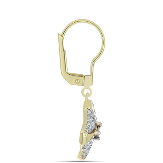 Pendientes de Plata Bañada en Oro con Diamante blanco y Topacio Blanco