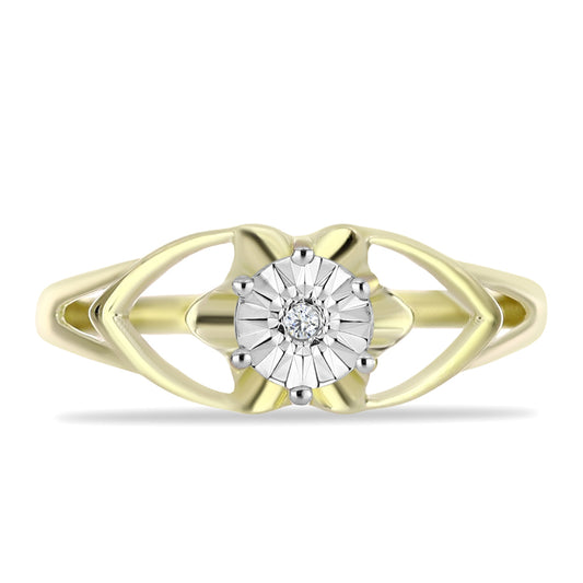 Anillo de Plata Bañada en Oro con Diamante blanco