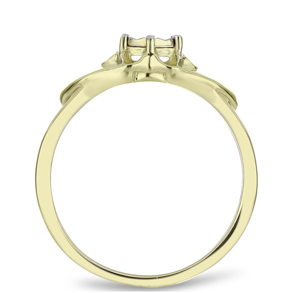 Anillo de Plata Bañada en Oro con Diamante blanco