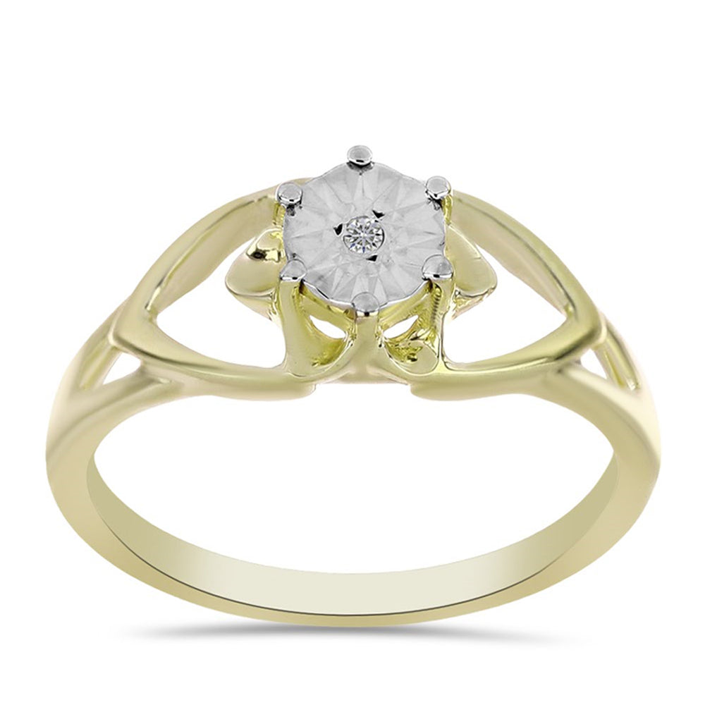 Anillo de Plata Bañada en Oro con Diamante blanco