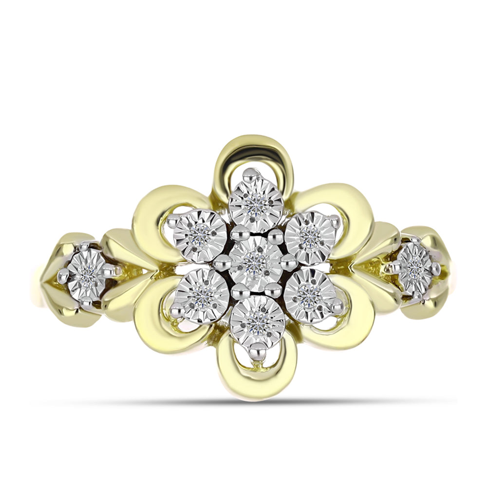 Anillo de Plata Bañada en Oro con Diamante blanco