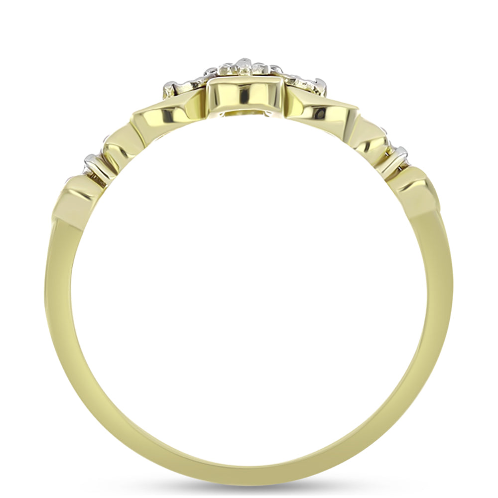 Anillo de Plata Bañada en Oro con Diamante blanco 6 