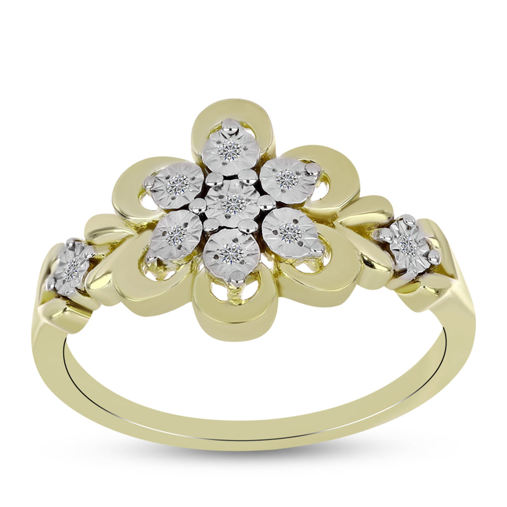 Anillo de Plata Bañada en Oro con Diamante blanco