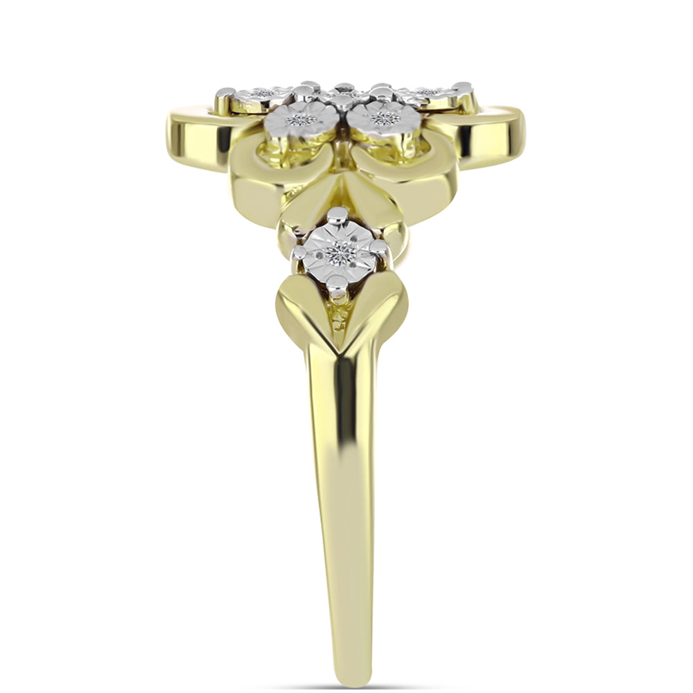 Anillo de Plata Bañada en Oro con Diamante blanco 12 