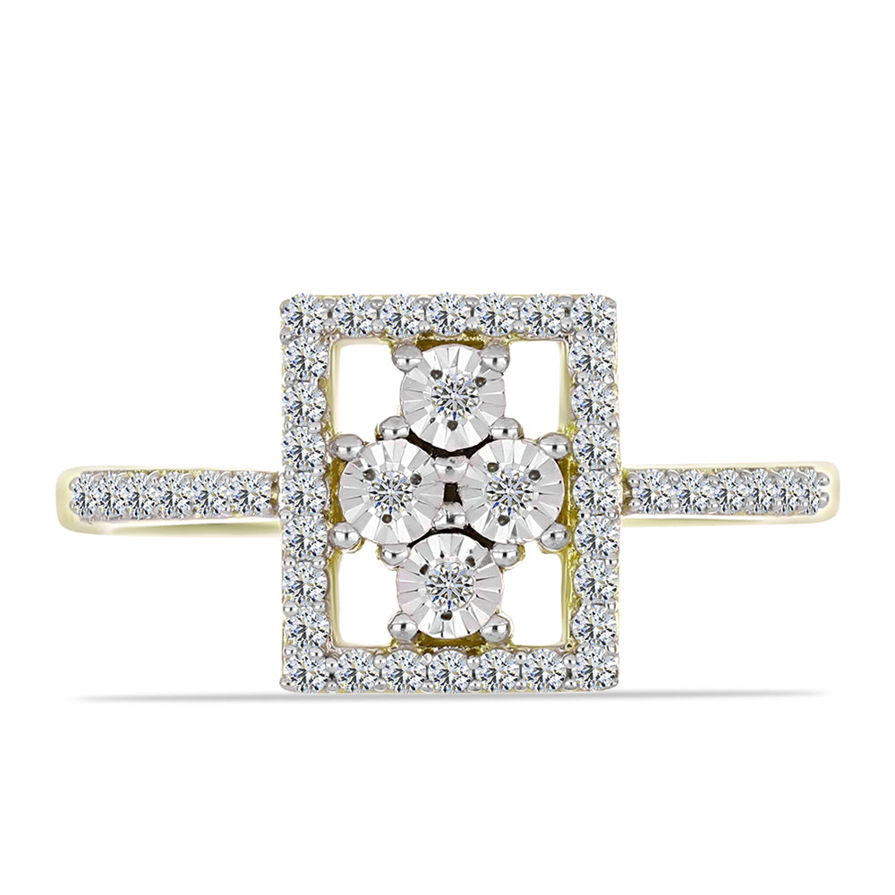 Anillo de Plata Bañada en Oro con Diamante blanco y Topacio Blanco