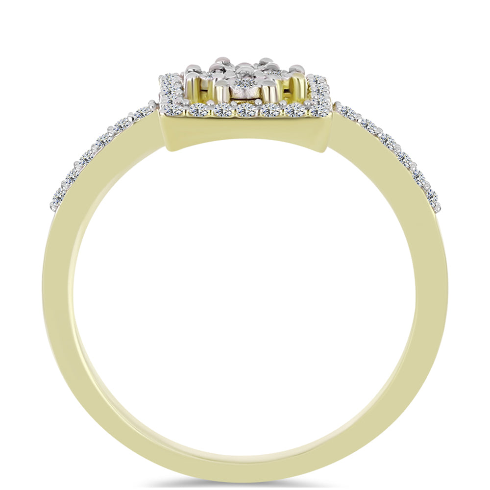 Anillo de Plata Bañada en Oro con Diamante blanco y Topacio Blanco