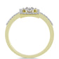 Anillo de Plata Bañada en Oro con Diamante blanco y Topacio Blanco