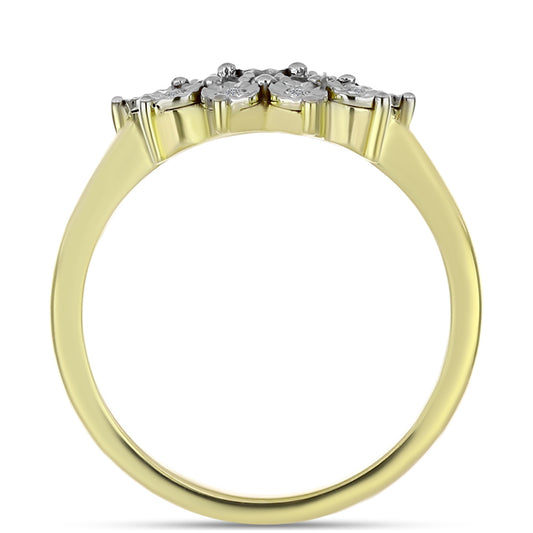 Anillo de Plata Bañada en Oro con Diamante blanco y Topacio Blanco