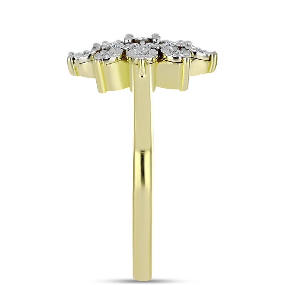 Anillo de Plata Bañada en Oro con Diamante blanco y Topacio Blanco 8 
