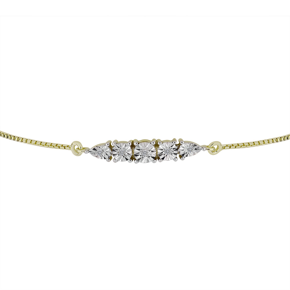 Pulsera de Plata Bañada en Oro con Diamante blanco