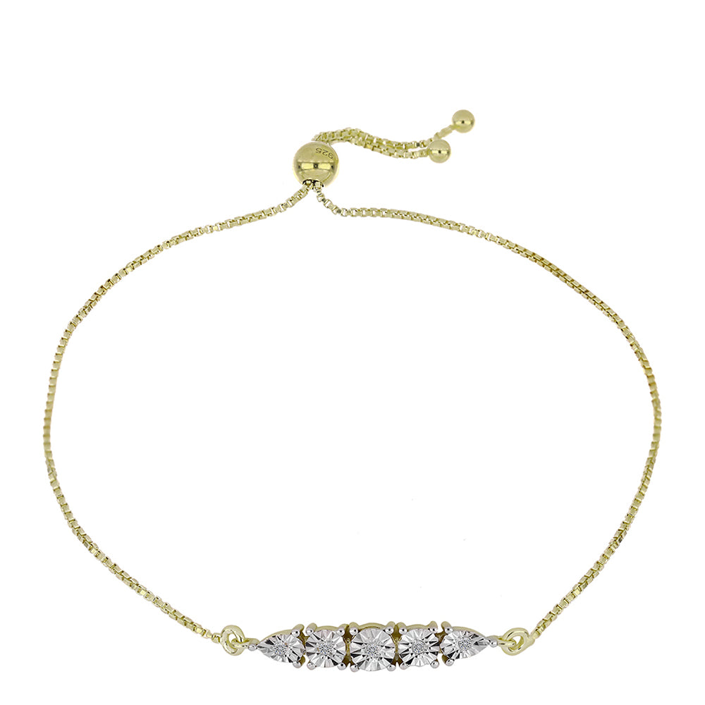 Pulsera de Plata Bañada en Oro con Diamante blanco 6 
