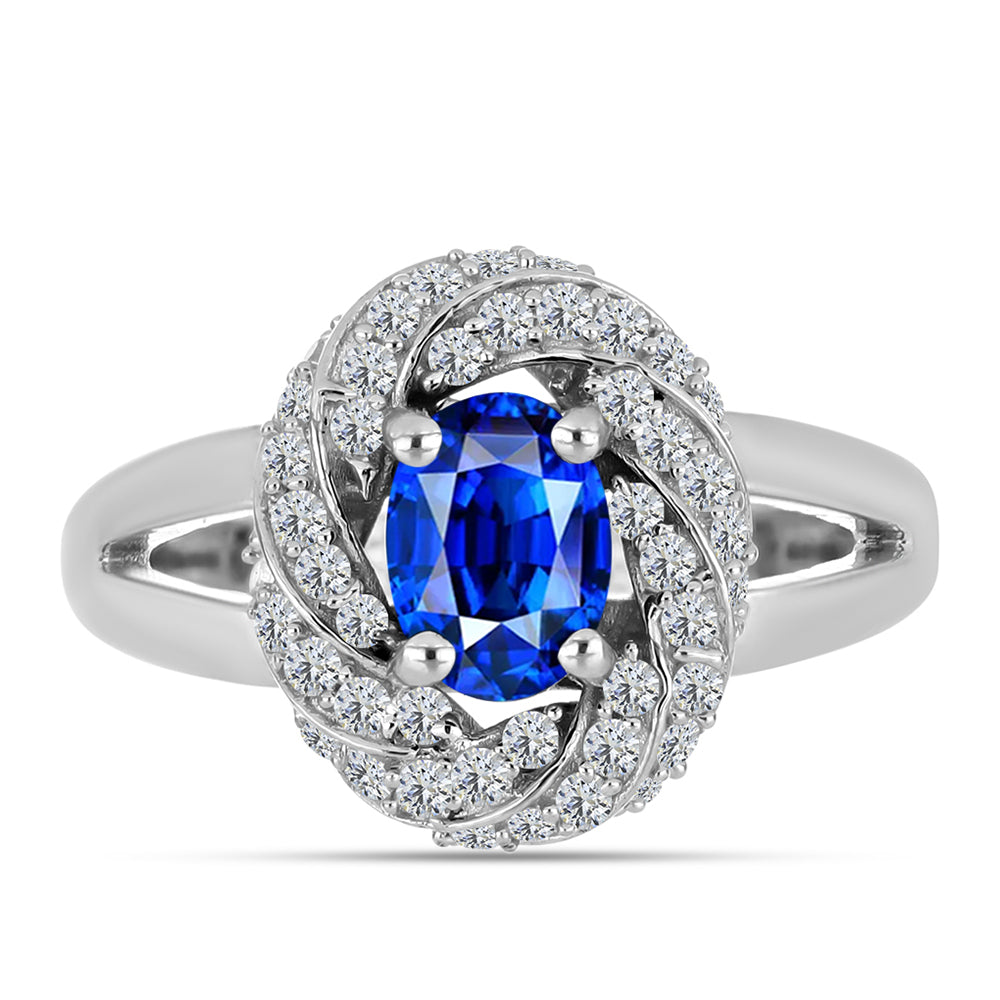 Anillo de Plata con Zafiro Azul Australiano y Topacio Blanco 1 