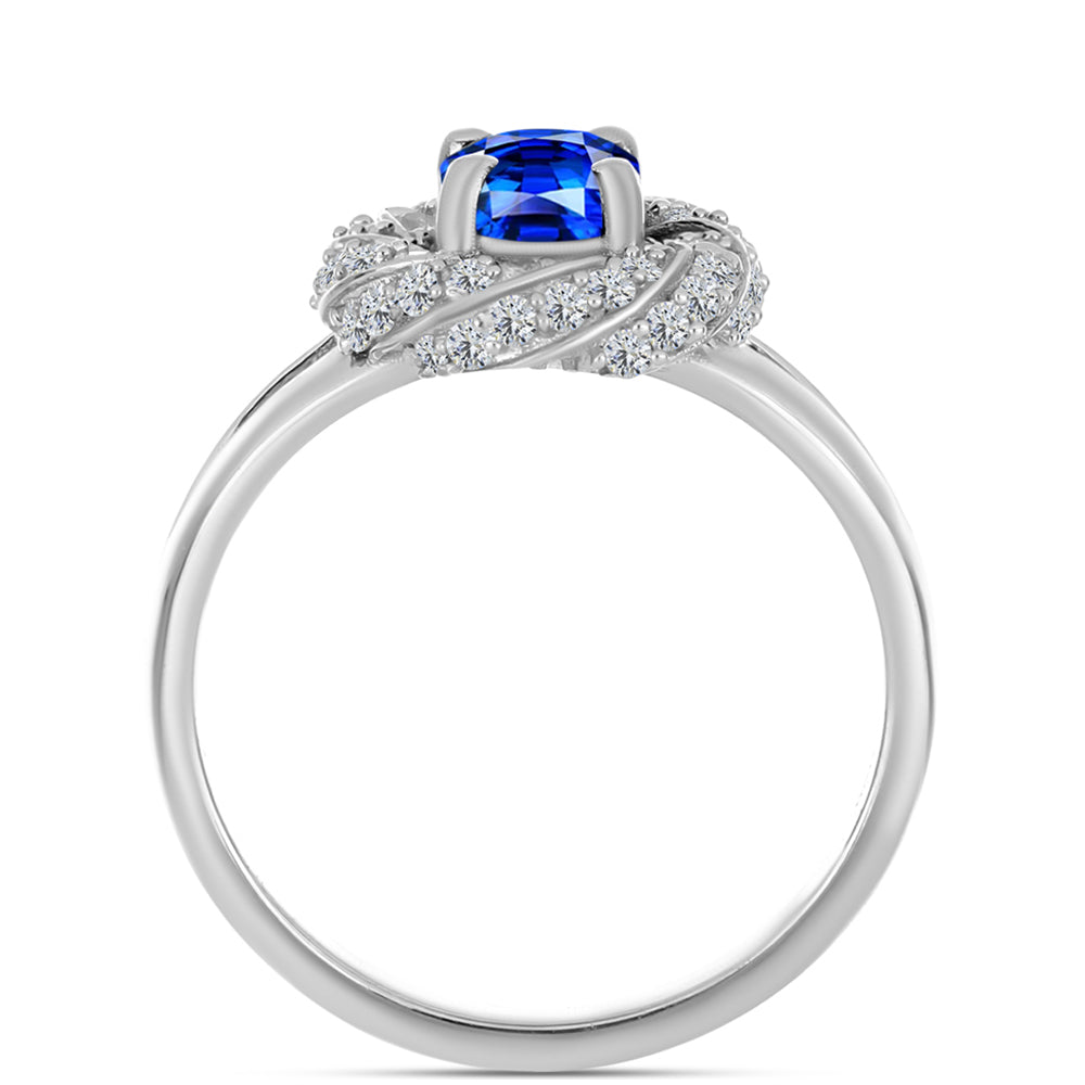 Anillo de Plata con Zafiro Azul Australiano y Topacio Blanco