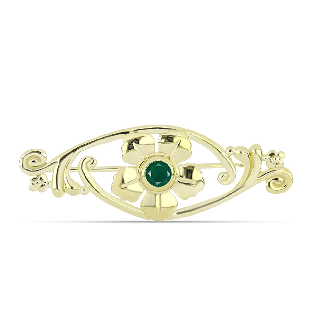 Broche de Plata Bañada en Oro con Ágata Verde 3 