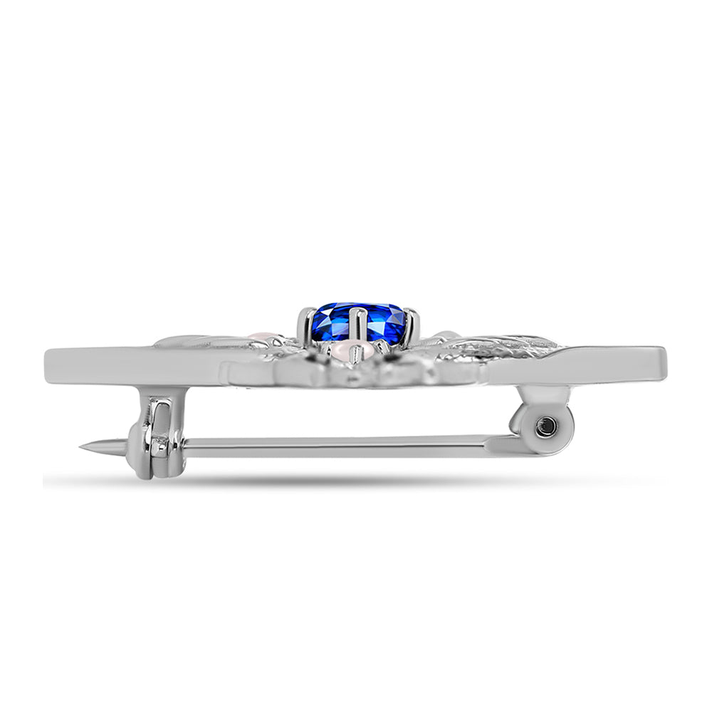 Broche de Plata con Zafiro Azul Australiano y Perla de Agua Dulce 4 