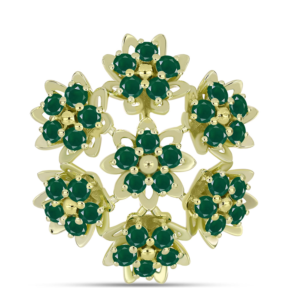 Broche de Plata Bañada en Oro con Ágata Verde 1 