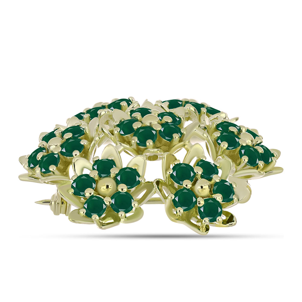 Broche de Plata Bañada en Oro con Ágata Verde 2 