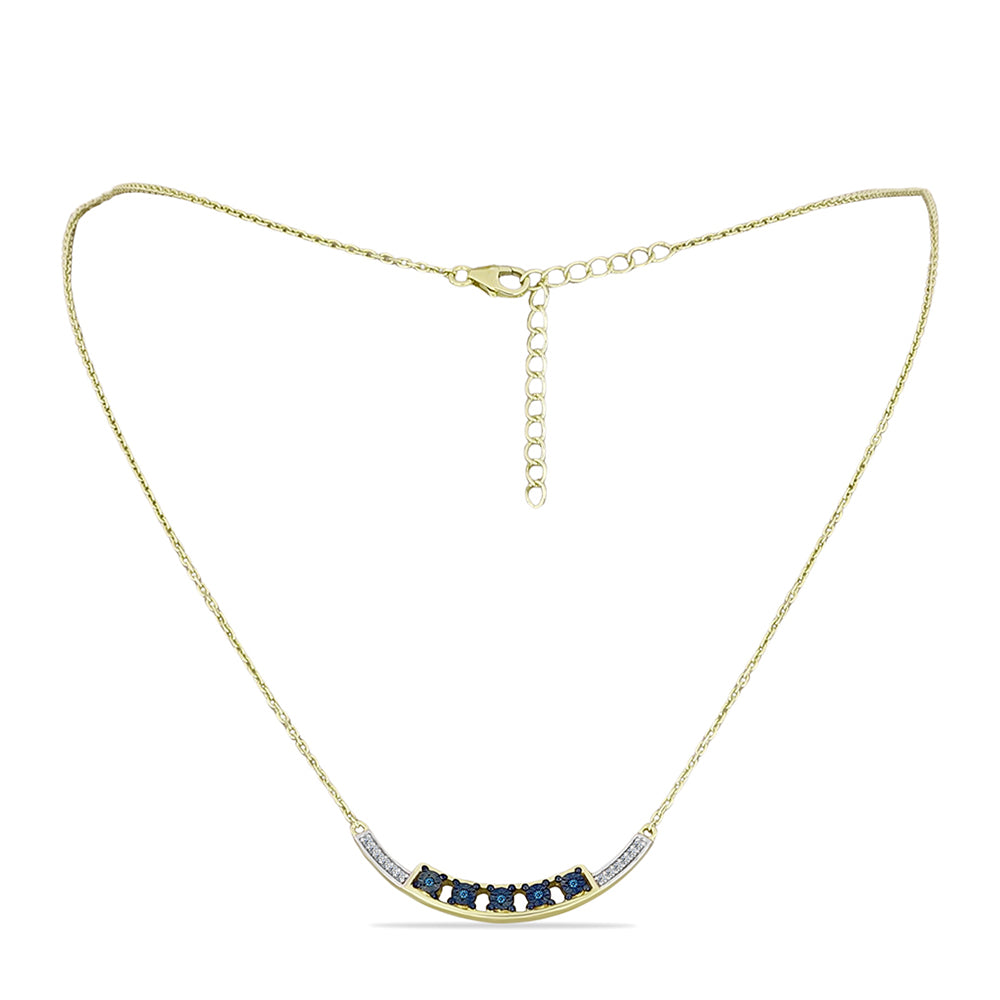 Collar de Plata Bañada en Oro con Diamante Azul y Topacio Blanco 2 