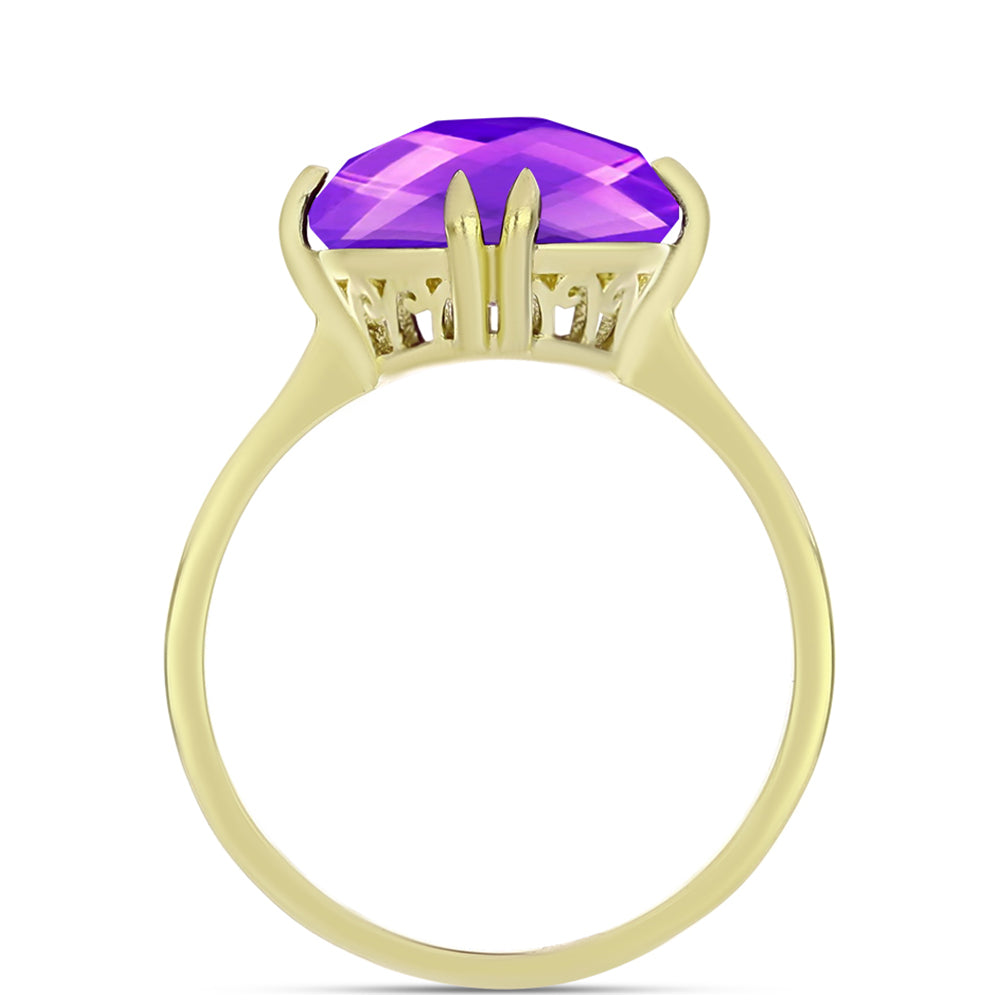 Anillo de Plata Bañada en Oro con Ágata Púrpura