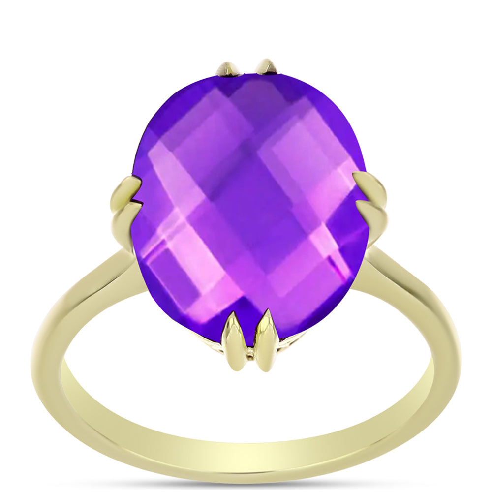 Anillo de Plata Bañada en Oro con Ágata Púrpura 3 