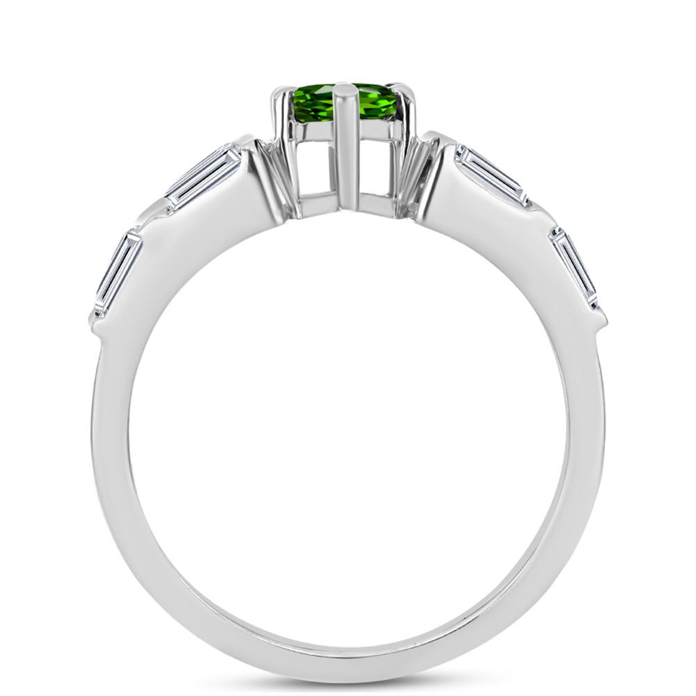 Anillo de Plata con Diópsido de Cromo y Topacio Blanco 2 