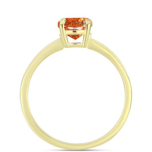 Anillo de Plata Bañada en Oro con Piedra Solar de Oregon