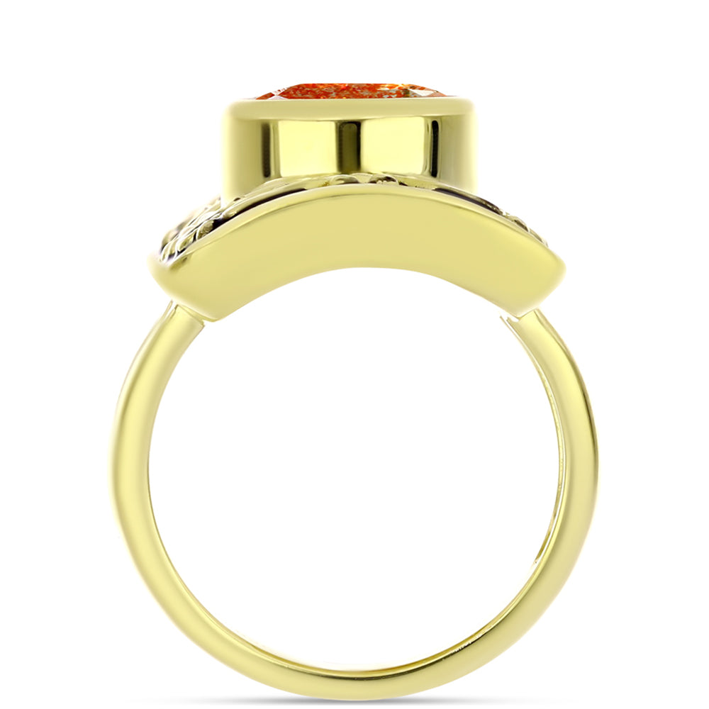 Anillo de Plata Bañada en Oro con Piedra Solar de Oregon