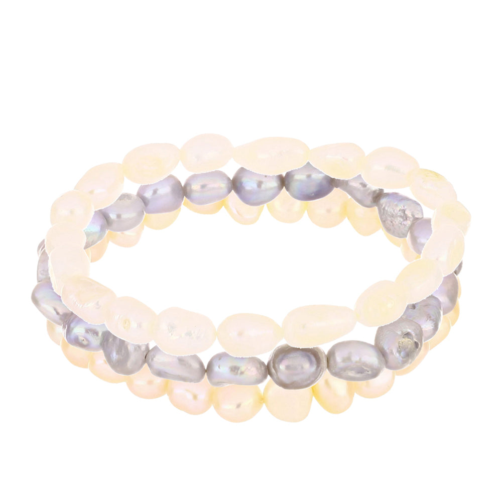 Conjunto Pepita con Perla de agua dulce melocotón y Perla de río negra ( Pulsera ) 1 