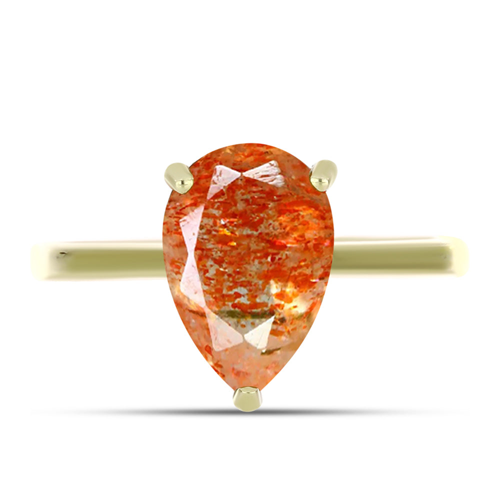 Anillo de Plata Bañada en Oro con Piedra Solar de Oregon 1 