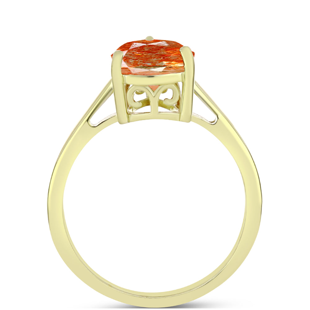 Anillo de Plata Bañada en Oro con Piedra Solar de Oregon 2 