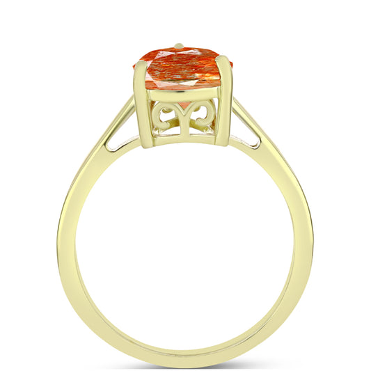 Anillo de Plata Bañada en Oro con Piedra Solar de Oregon