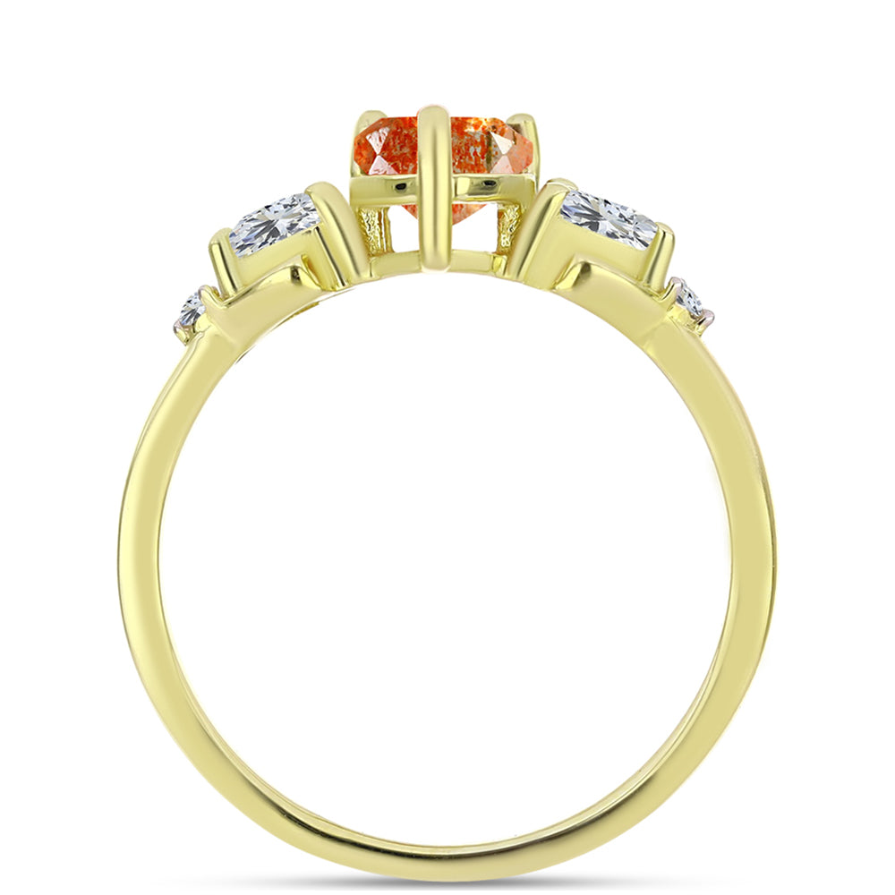 Anillo de Plata Bañada en Oro con Piedra Solar de Oregon y Topacio Blanco 2 