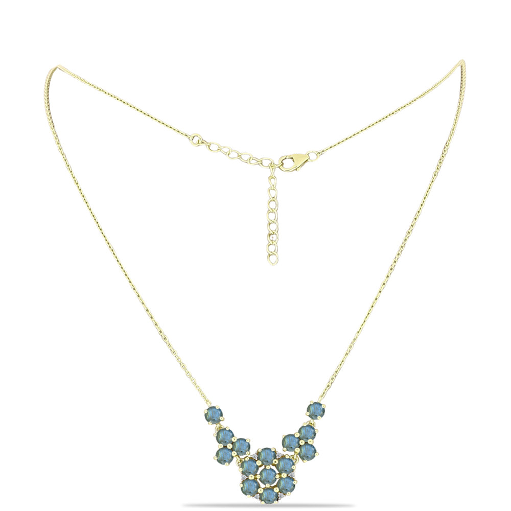 Collar de Plata Bañada en Oro con Labradorita y Topacio Blanco