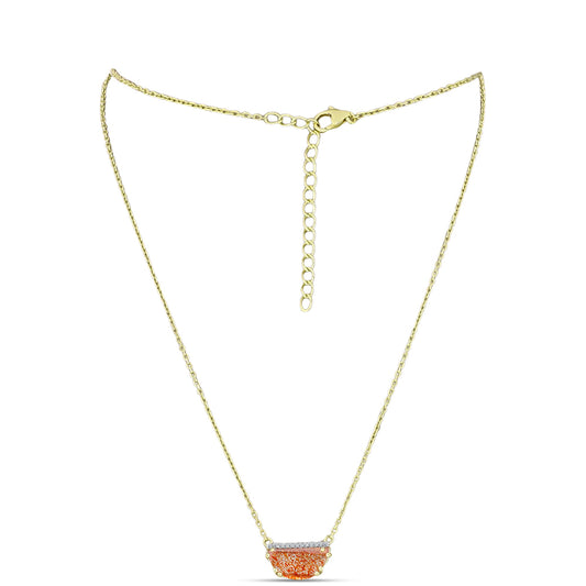 Collar de Plata Bañada en Oro con Piedra Solar de Oregon y Topacio Blanco