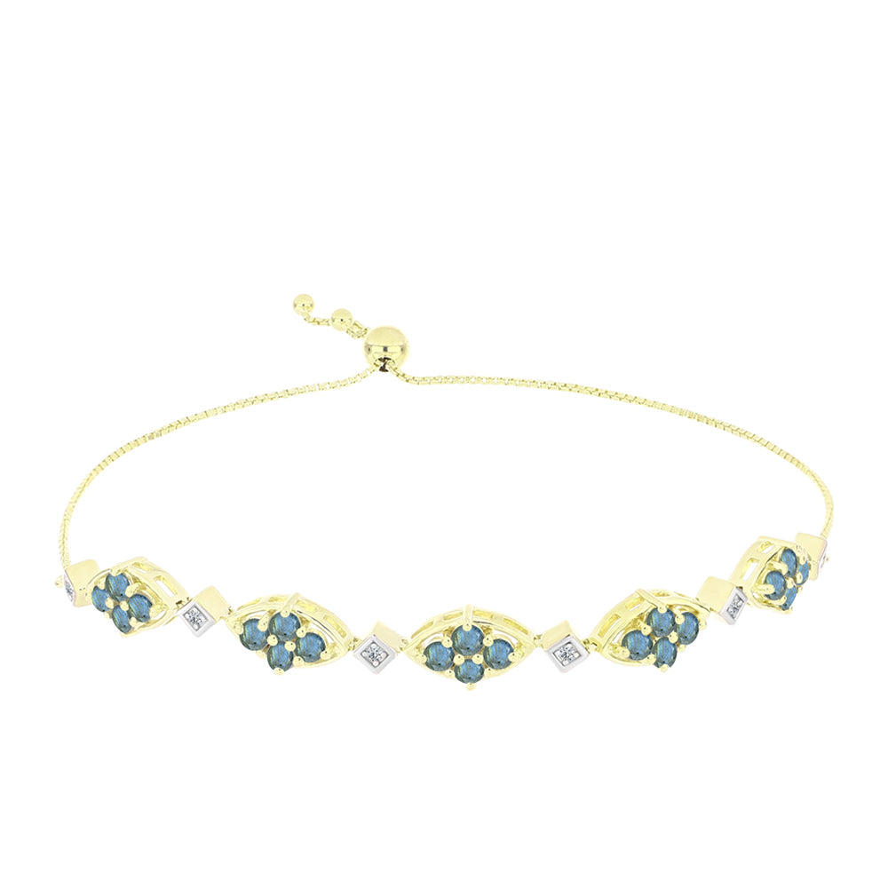 Pulsera de Plata Bañada en Oro con Labradorita y Topacio Blanco 1 