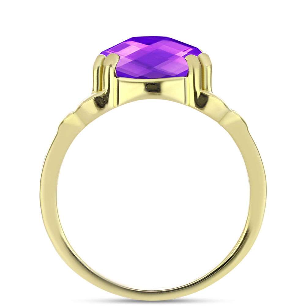 Anillo de Plata Bañada en Oro con Ágata Púrpura