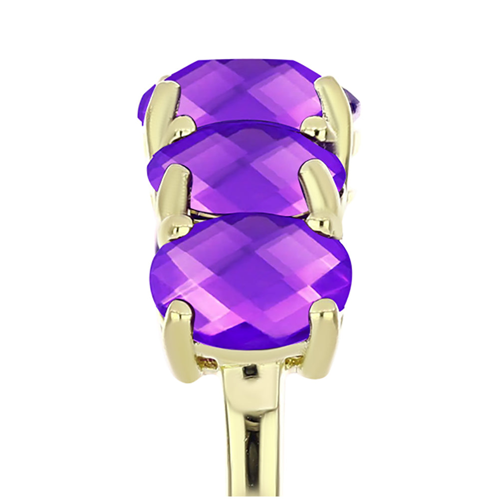 Anillo de Plata Bañada en Oro con Ágata Púrpura