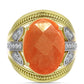 Anillo de Plata Bañada en Oro con Piedra Solar de Oregon y Topacio Blanco