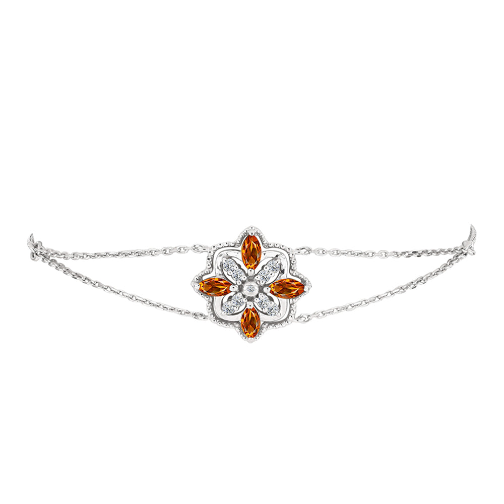 Pulsera de Plata con Citrino de Madeira y Topacio Blanco 2 