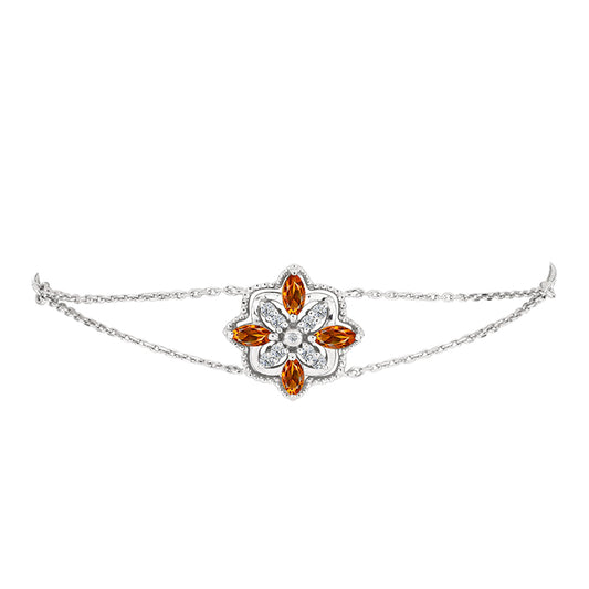 Pulsera de Plata con Citrino de Madeira y Topacio Blanco