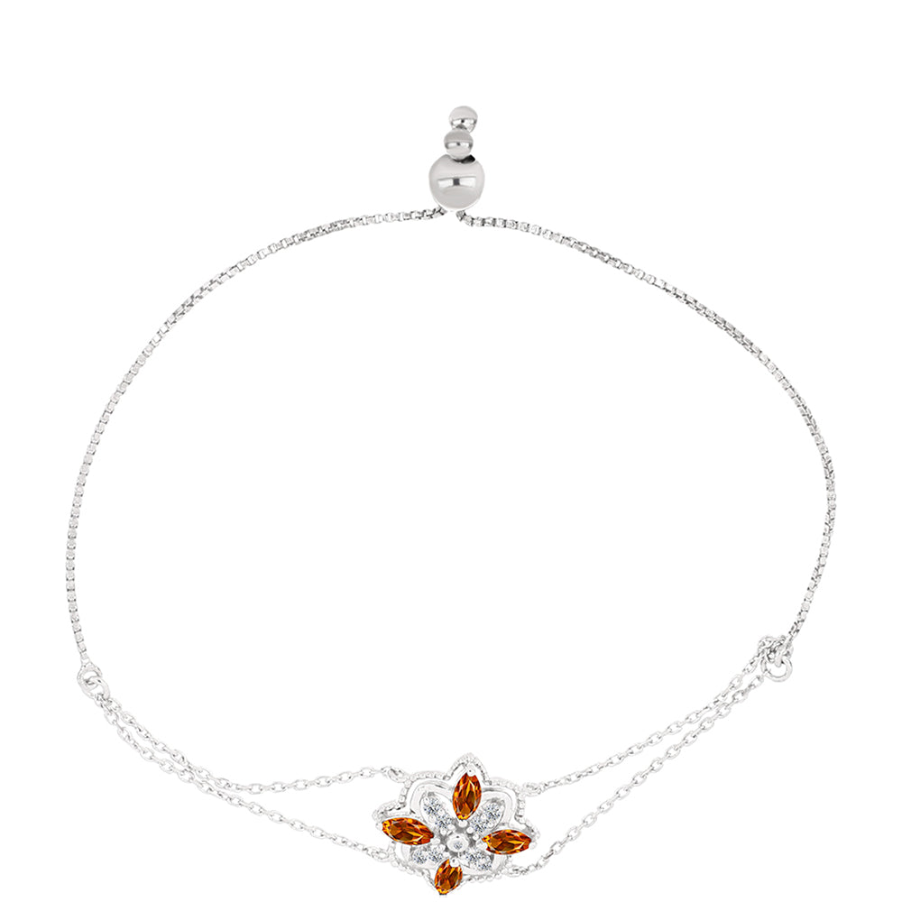 Pulsera de Plata con Citrino de Madeira y Topacio Blanco 1 