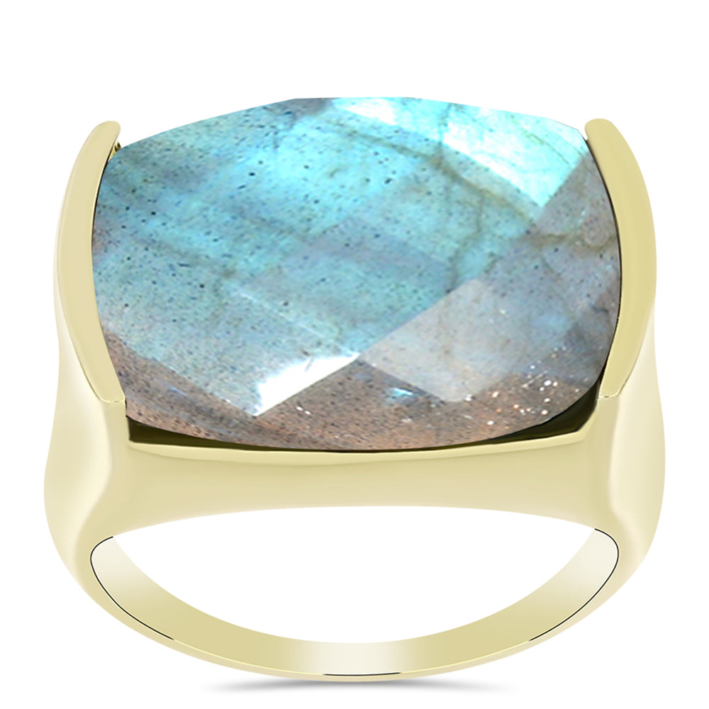 Anillo de Plata Bañada en Oro con Labradorita 3 