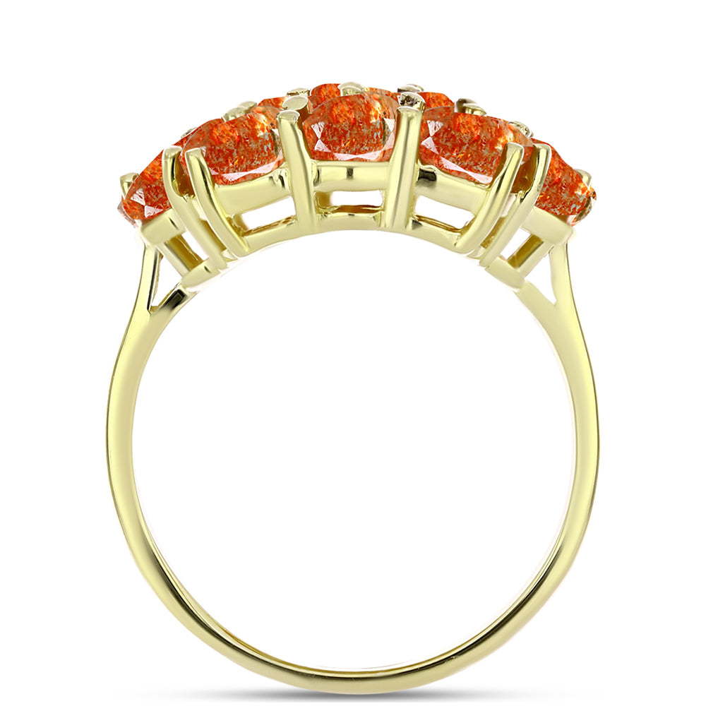 Anillo de Plata Bañada en Oro con Piedra Solar de Oregon 6 