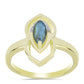 Anillo de Plata Bañada en Oro con Labradorita y Topacio Blanco