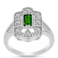 Anillo de Plata con Diópsido de Cromo y Topacio Blanco