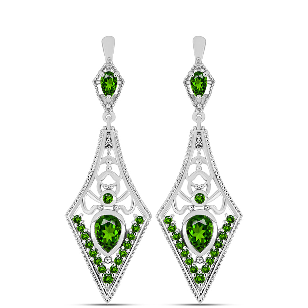 Pendientes de Plata con Diópsido de Cromo 1 